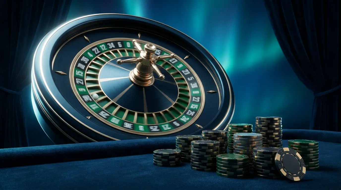 Roulette wheel with green and gold Australian theme