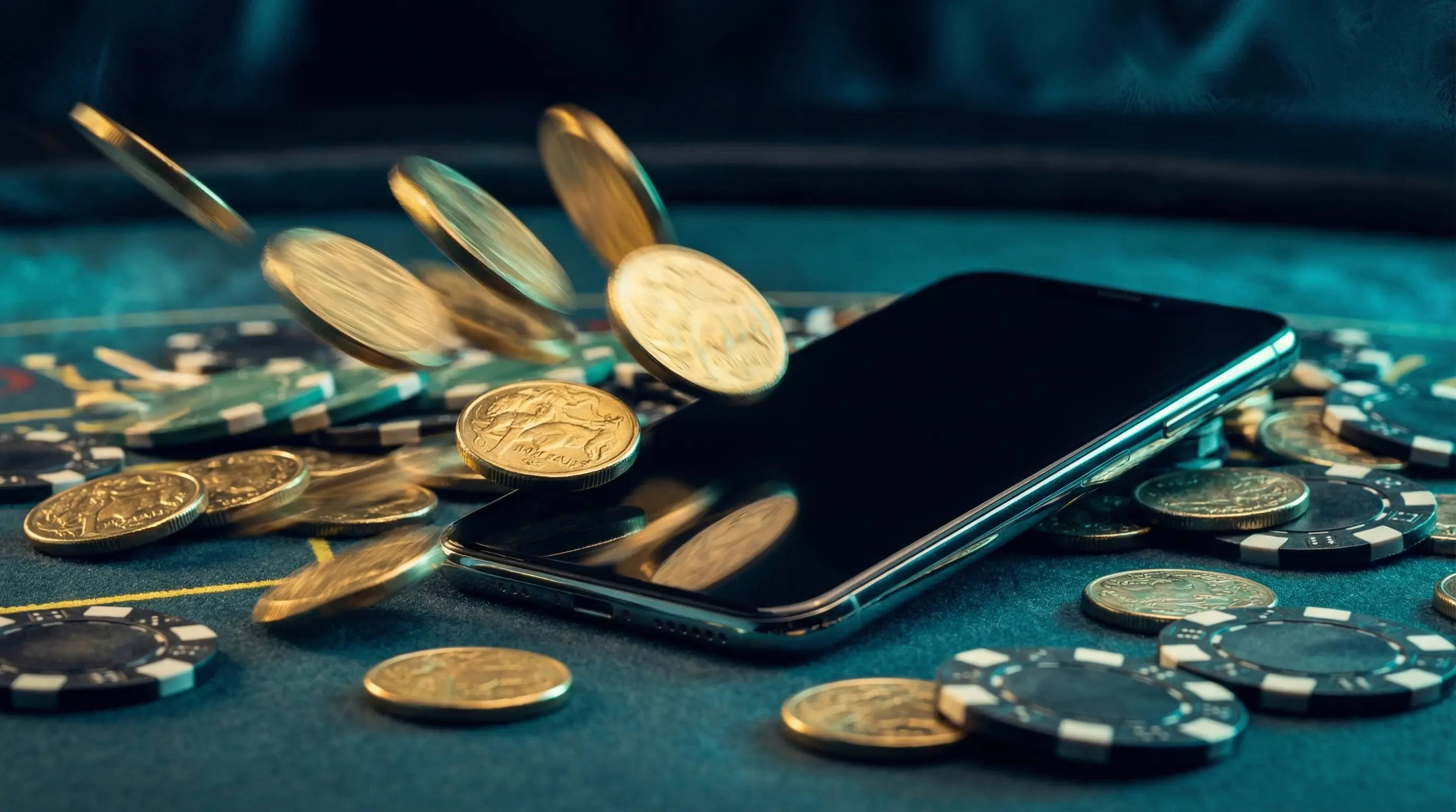 Coins flowing quickly toward phone representing fast PayID withdrawals