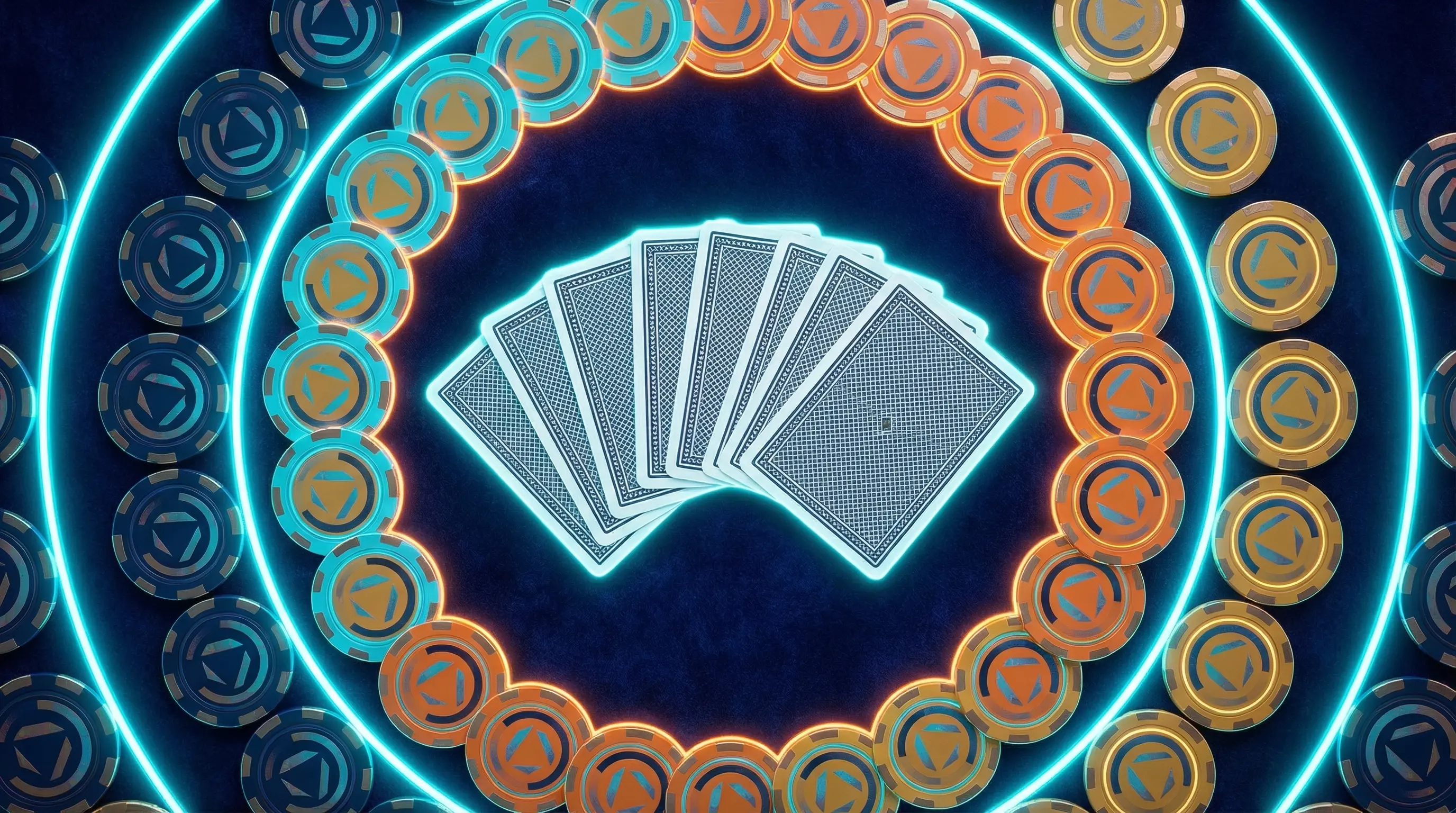 Poker kartları və rəngarəng fişlər tərtibatı