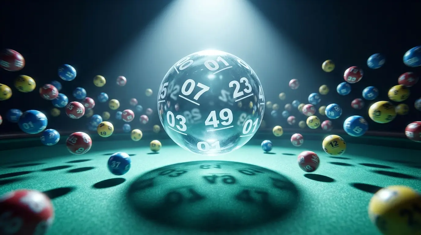 Large Mega Ball lottery sphere surrounded by smaller numbered balls