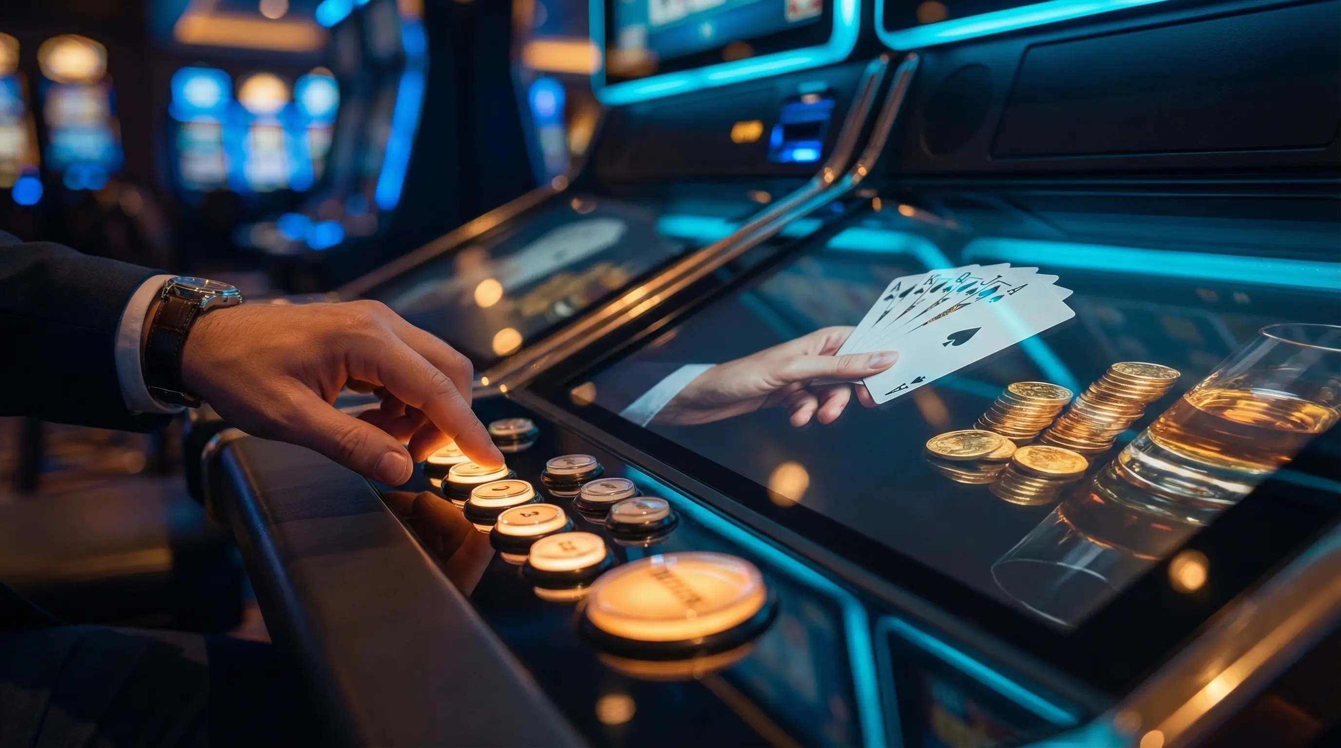 Oyunçu video poker düyməsini basır