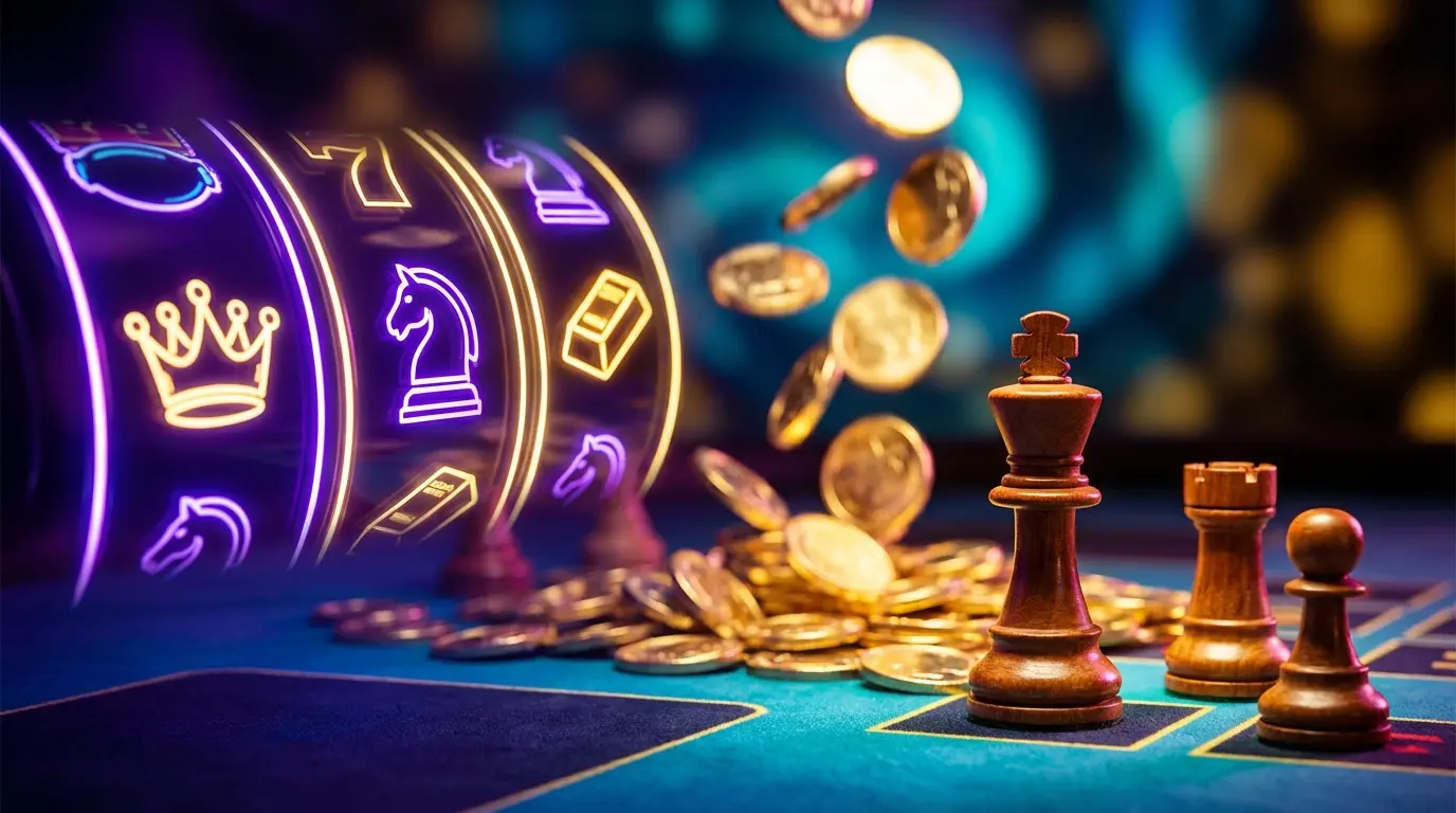 Strategiya fişləri ilə slot maşını və qızıl sikkələr