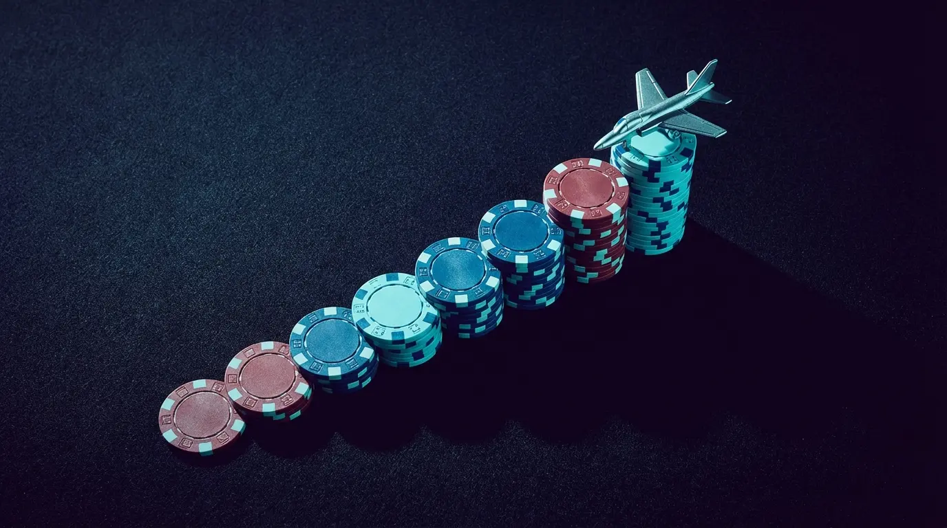 Chips stacked like stairs with miniature jet on top