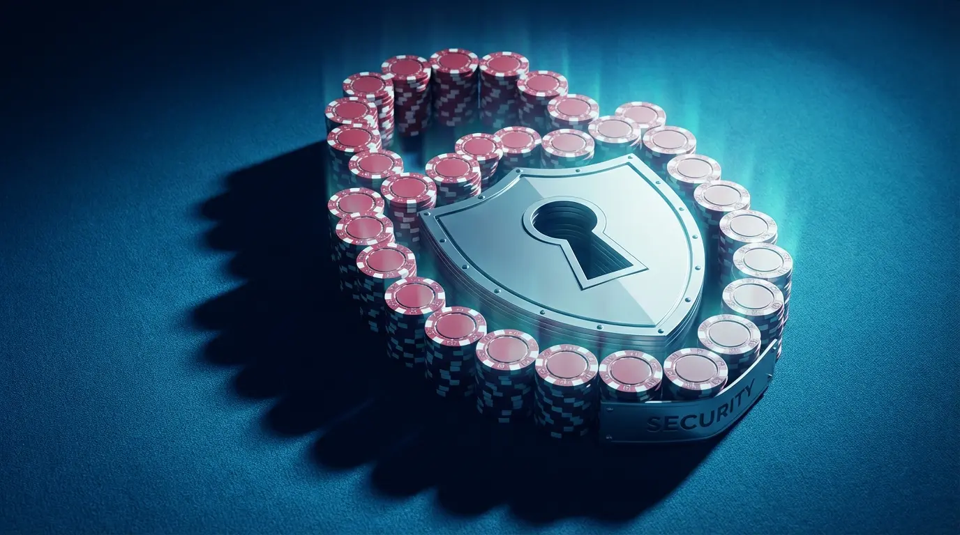 Security lock made of casino chips symbolizing safe gambling