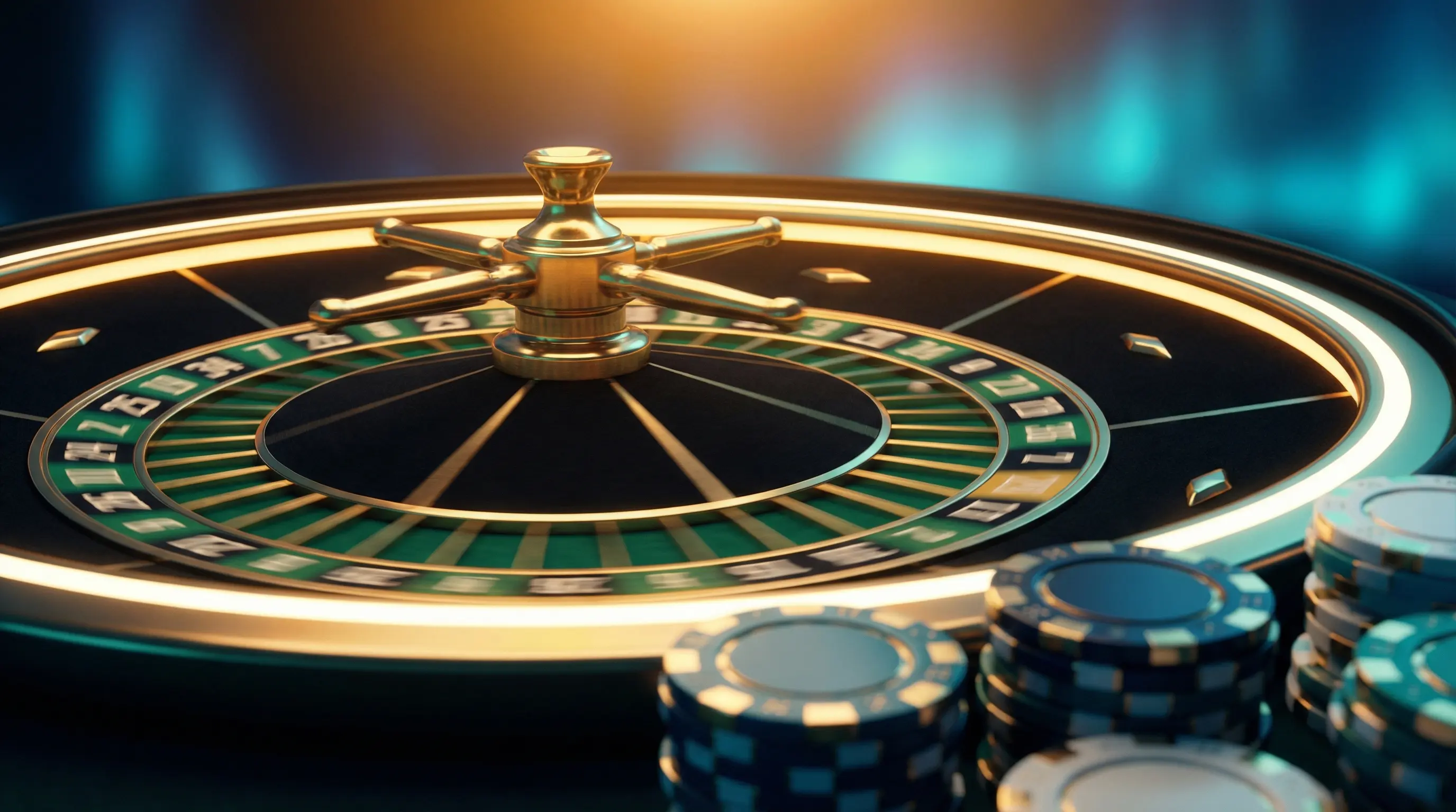 Roulette en rotation avec jetons de casino empilés