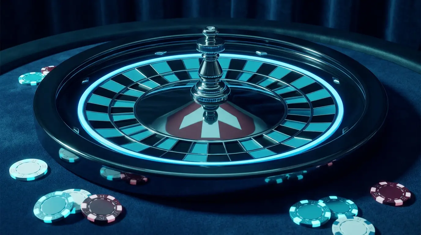 Roulette-Rad mit Schweizer Farben und Casino-Chips