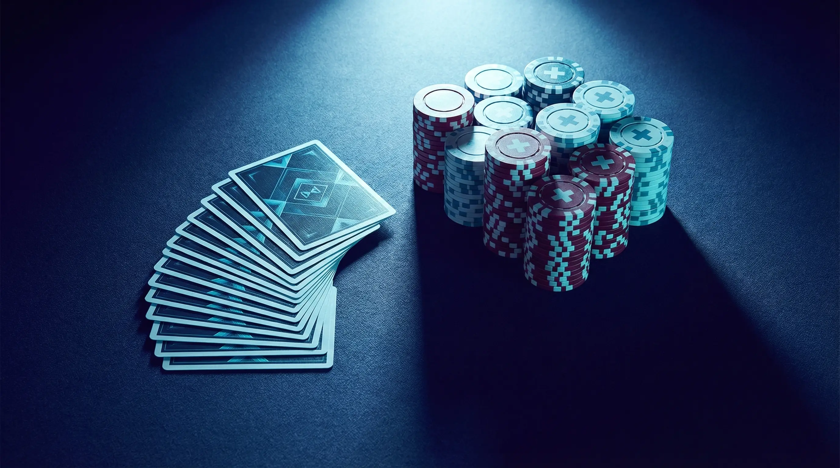 Cartes à jouer et jetons aux couleurs suisses sur feutre