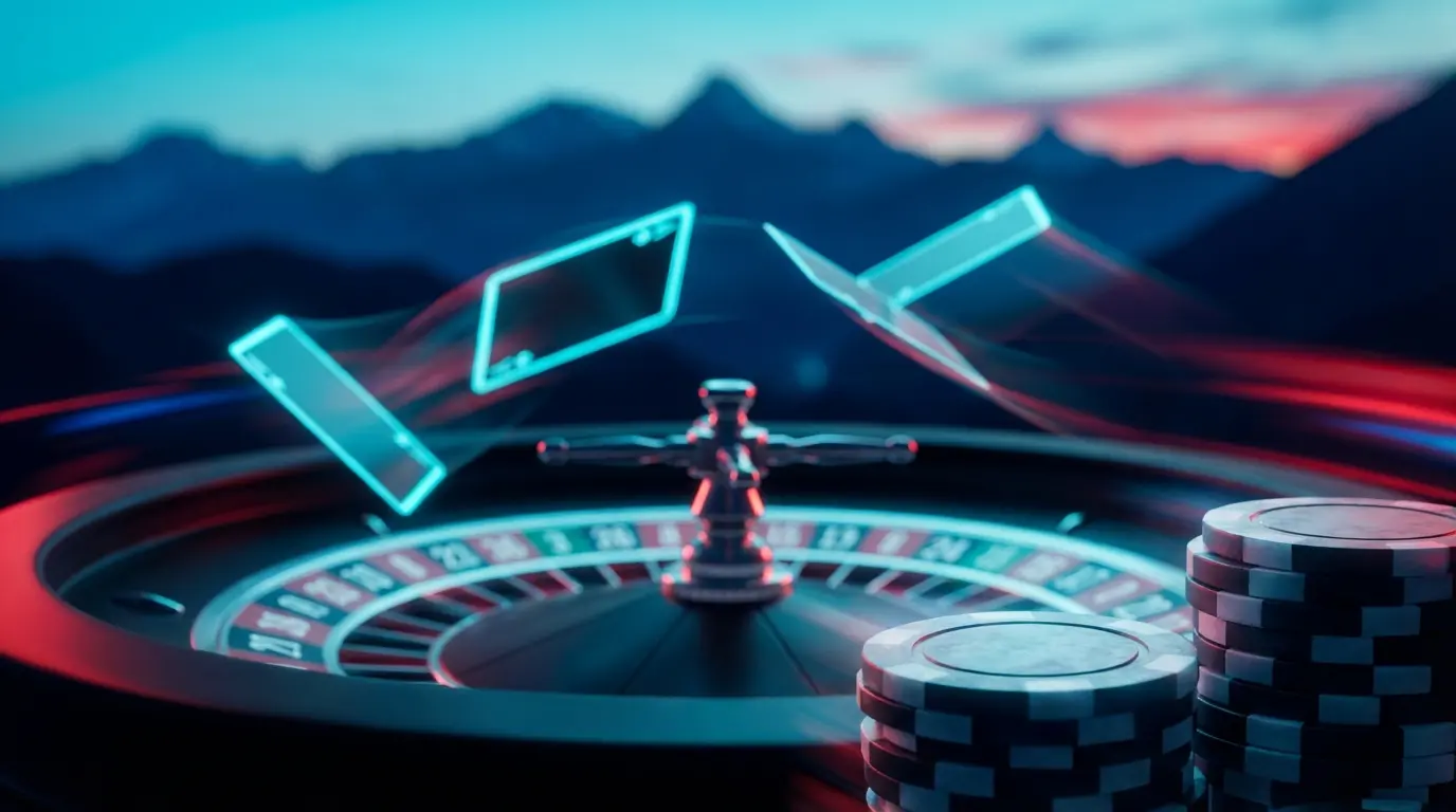 Casino games with Chilean Andes mountain backdrop